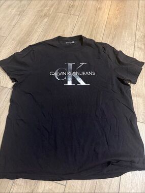 Calvin Klein Jeans Black Tee with Silver CK Monogram